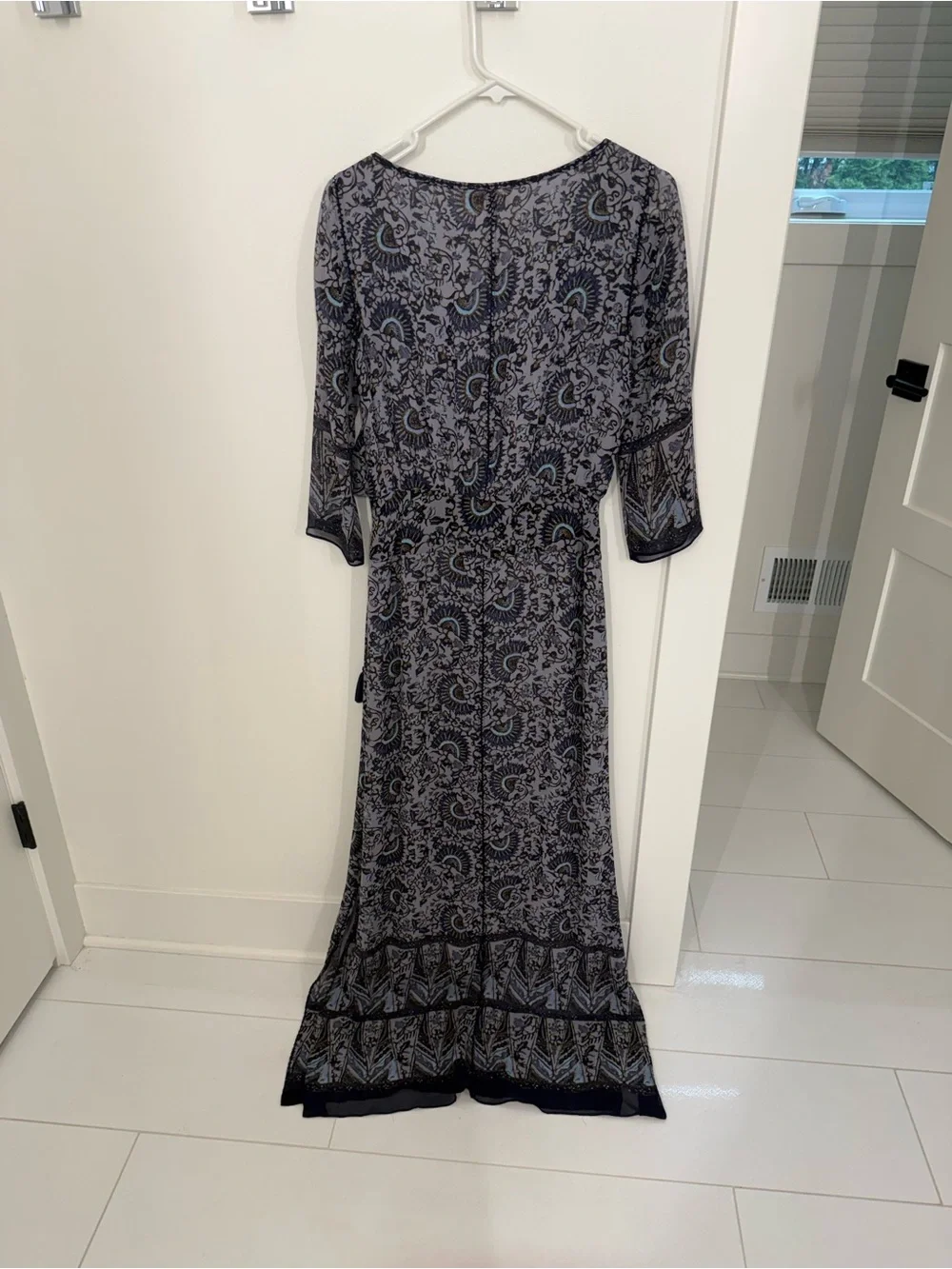 Tory Burch Navy and Light Blue Paisley Maxi Dress